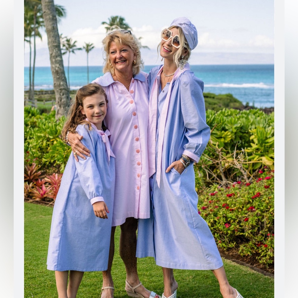BURU Bow housecoat - Blue Oxford cloth